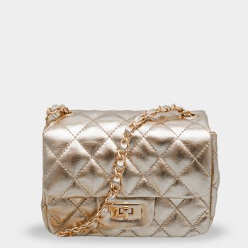 Bolsa-Tiracolo-Ouro-Light-Matelasse-Fecho-Giratorio-|-Comfort-Tamanho--P----Cor--OURO-LIGHT-0
